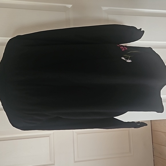 The Quacker Factory Women Flower Embroidered Black Shirt/Jacket Size L - Picture 6 of 15